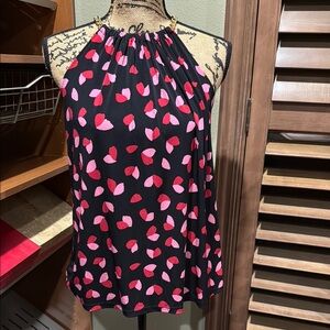 MICHAEL Michael Kors Red and Pink Tank Top with Halter Style and Relaxed Fit